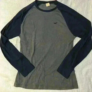 Hollister Gray and Navy Long Sleeve Tee